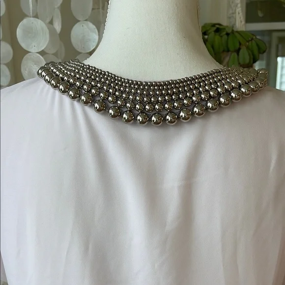 DVF Diane Von Fustenberg Acedia silver ball pastel pink blouse - Picture 7 of 11